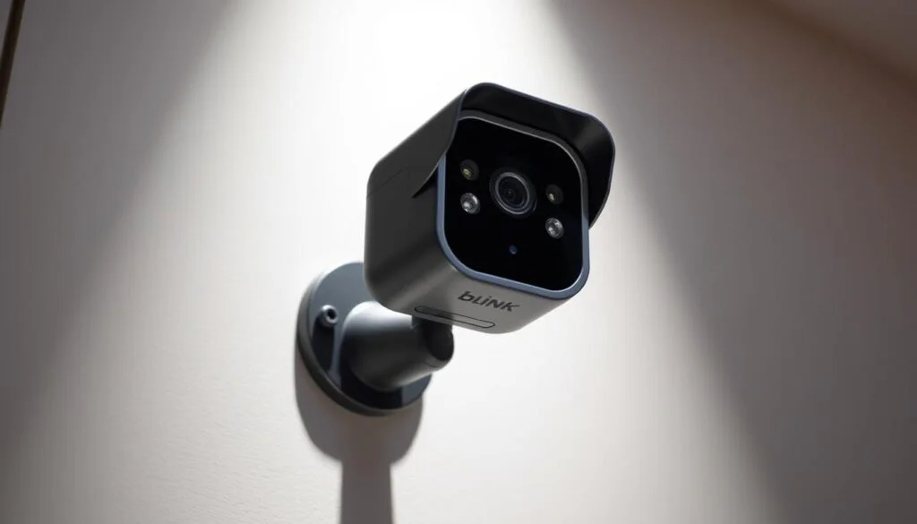 A high-quality, close-up image of the Blink Outdoor 4 Floodlight Cam, showcasing its key features. The camera is positioned in the foreground, with a clean, minimalist background that highlights its sleek, modern design. The image captures the camera's four powerful LED floodlights, its weatherproof and durable construction, and its discreet, low-profile appearance. The lighting is crisp and vivid, accentuating the camera's details and functionality. The angle and perspective provide a clear, comprehensive view of the Blink Outdoor 4 Floodlight Cam, allowing the viewer to appreciate its advanced security and smart home capabilities. A high-quality, close-up image of the Blink Outdoor 4 Floodlight Cam, showcasing its key features. The camera is positioned in the foreground, with a clean, minimalist background that highlights its sleek, modern design. The image captures the camera's four powerful LED floodlights, its weatherproof and durable construction, and its discreet, low-profile appearance. The lighting is crisp and vivid, accentuating the camera's details and functionality. The angle and perspective provide a clear, comprehensive view of the Blink Outdoor 4 Floodlight Cam, allowing the viewer to appreciate its advanced security and smart home capabilities.
