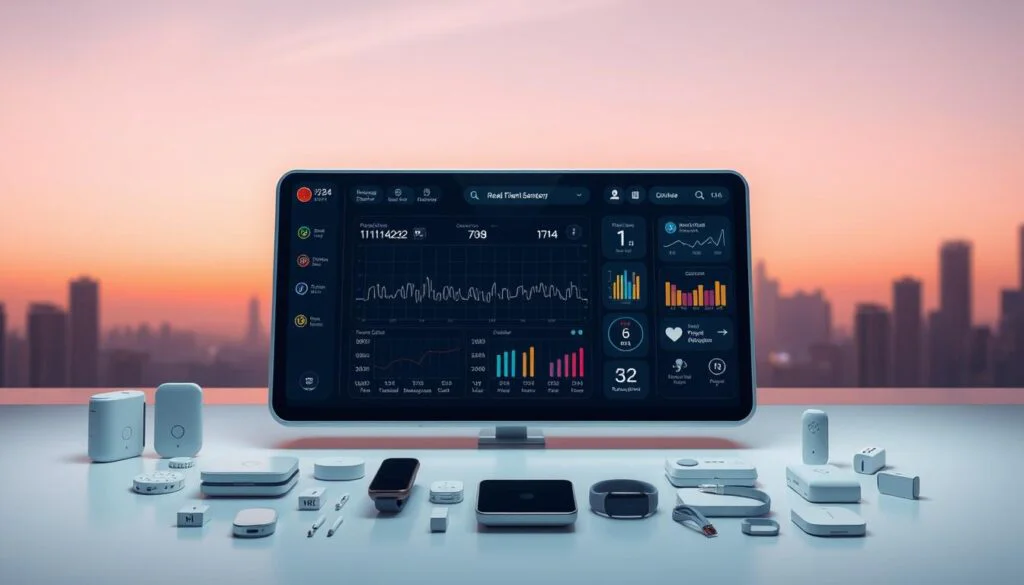 A sleek, futuristic remote patient monitoring dashboard set against a backdrop of a serene, pastel-tinted skyline. In the foreground, a seamless interface displays real-time vital signs, medical data, and personalized alerts on a high-resolution display. Surrounding the dashboard, a minimalist array of medical sensors and wearable devices are neatly organized, conveying a sense of advanced, yet intuitive, healthcare technology. The lighting is soft and indirect, creating a calming ambiance that evokes a sense of trust and comfort. The overall composition suggests a harmonious integration of cutting-edge medical monitoring capabilities within a refined, user-centric design. A sleek, futuristic remote patient monitoring dashboard set against a backdrop of a serene, pastel-tinted skyline. In the foreground, a seamless interface displays real-time vital signs, medical data, and personalized alerts on a high-resolution display. Surrounding the dashboard, a minimalist array of medical sensors and wearable devices are neatly organized, conveying a sense of advanced, yet intuitive, healthcare technology. The lighting is soft and indirect, creating a calming ambiance that evokes a sense of trust and comfort. The overall composition suggests a harmonious integration of cutting-edge medical monitoring capabilities within a refined, user-centric design.