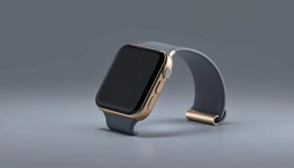 A slender, minimalist smartwatch design with a sleek, lightweight body and a low-profile silhouette. The watch face features a crisp, high-resolution display with subtle, intuitive touch controls. The band is made of a soft, breathable material that conforms comfortably to the wrist, enabling all-day wear. Elegant brushed metal accents provide a premium, modern aesthetic. Indirect, ambient lighting gently illuminates the display, creating a calming, unobtrusive effect. The watch is shot from a slightly elevated angle, highlighting its slim, streamlined profile. This design prioritizes comfort, discretion, and seamless integration into an active, health-conscious lifestyle. A slender, minimalist smartwatch design with a sleek, lightweight body and a low-profile silhouette. The watch face features a crisp, high-resolution display with subtle, intuitive touch controls. The band is made of a soft, breathable material that conforms comfortably to the wrist, enabling all-day wear. Elegant brushed metal accents provide a premium, modern aesthetic. Indirect, ambient lighting gently illuminates the display, creating a calming, unobtrusive effect. The watch is shot from a slightly elevated angle, highlighting its slim, streamlined profile. This design prioritizes comfort, discretion, and seamless integration into an active, health-conscious lifestyle.