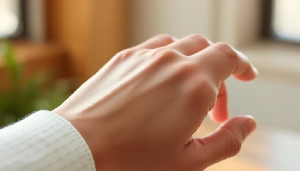 Generate an image of the RingConn Gen2 Air smart ring on a wrist. Generate an image of the RingConn Gen2 Air smart ring on a wrist.