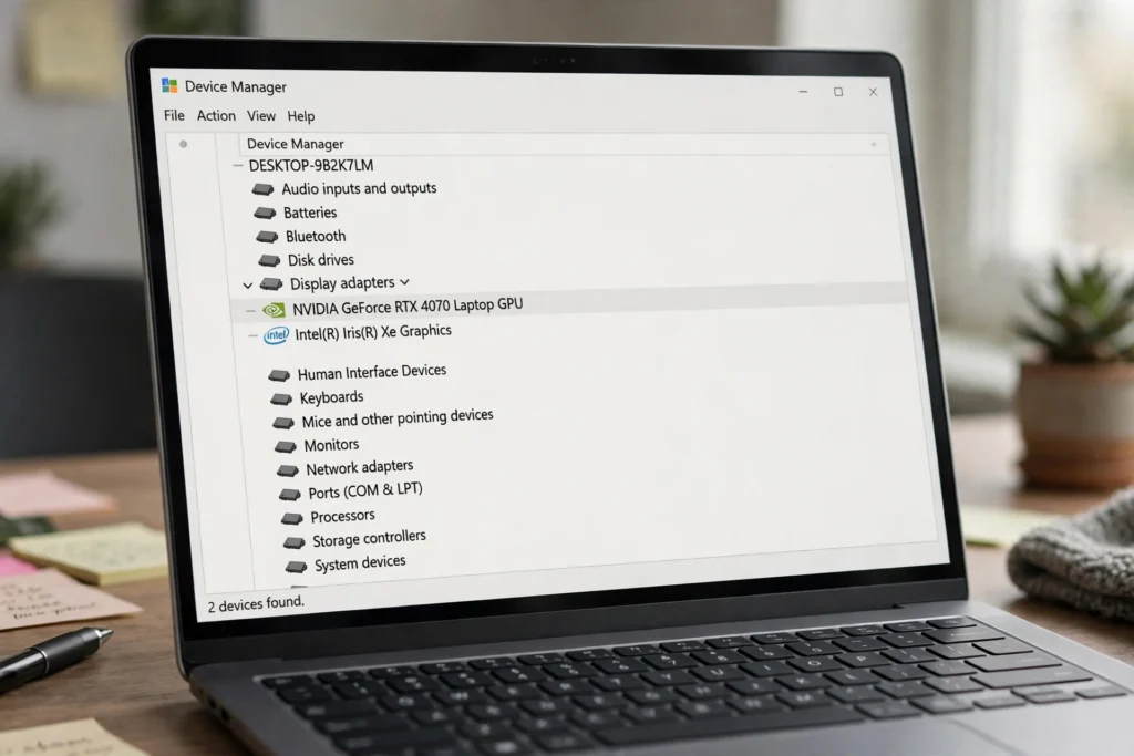 Windows 11 Device Manager Display adapters for driver fix