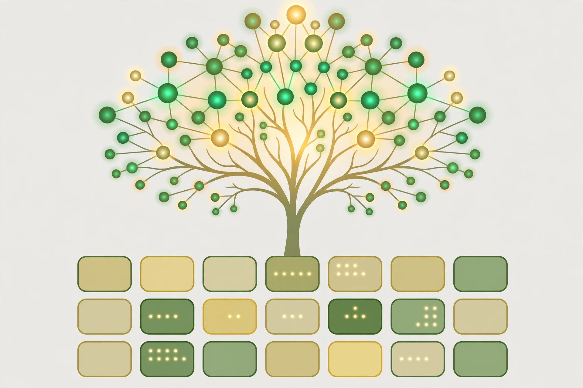 A knowledge tree growing over a calendar grid — chatgpt prompts for productivity for deep work and weekly planning