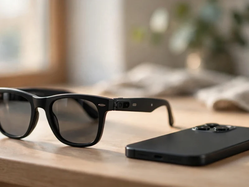 Best AI smart glasses 2026: a stylish pair of camera-enabled smart glasses on a desk