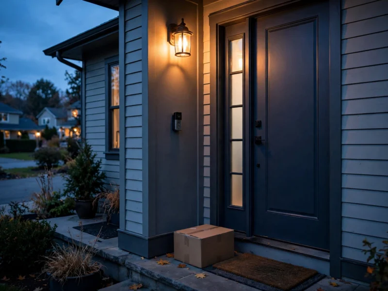 Video doorbell camera by a front door at dusk — best video doorbell without subscription picks for 2026