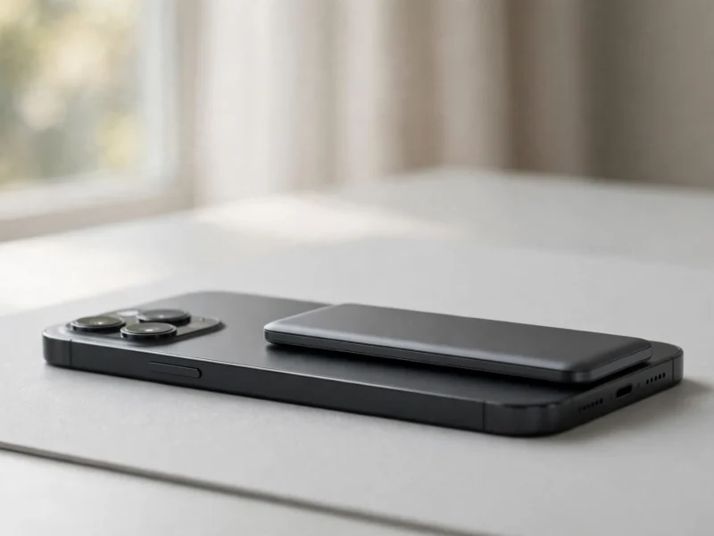 Semi solid state power bank featured image — slim magnetic wireless charger attached to a phone on a desk