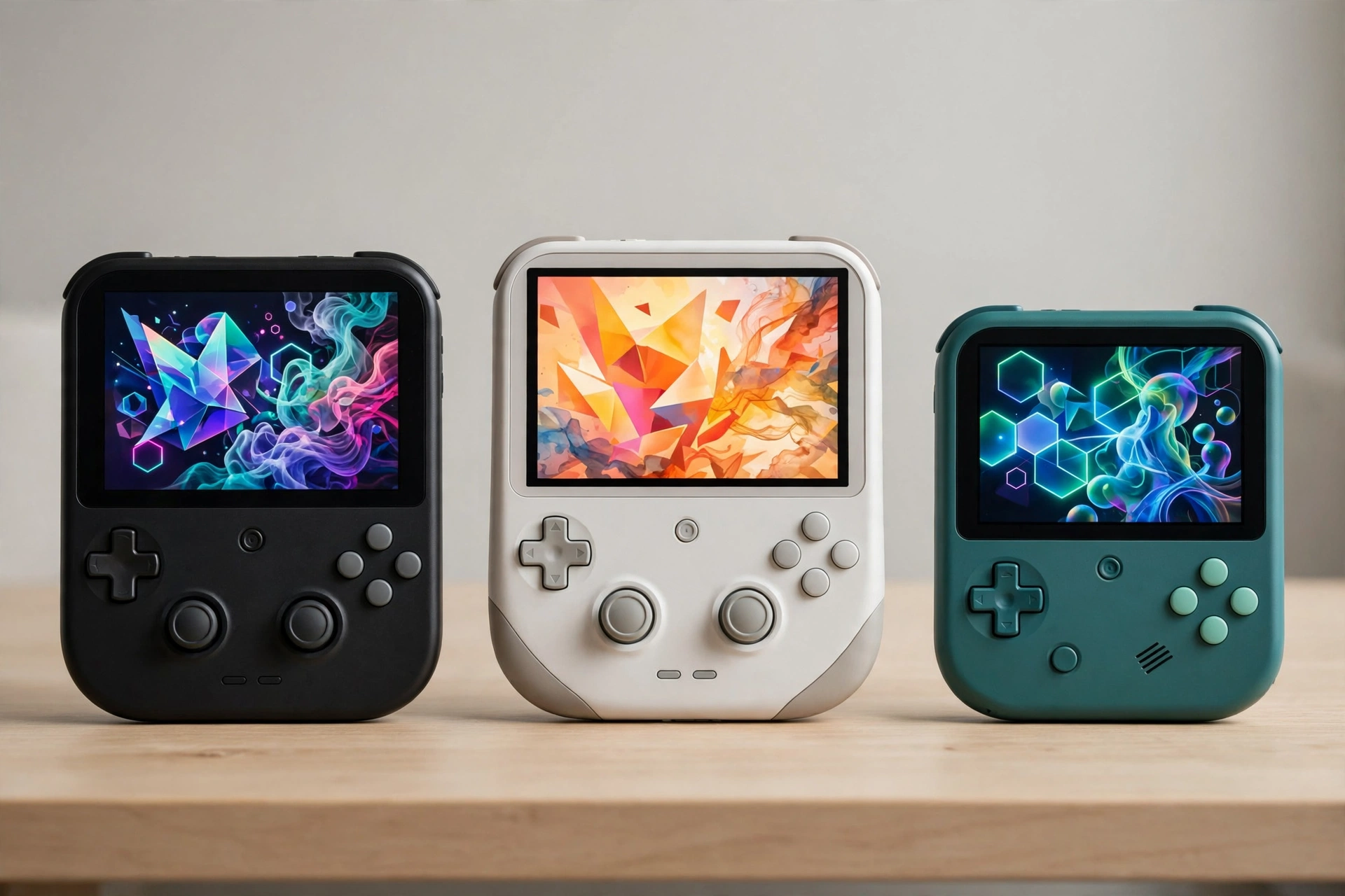 Best gaming handheld console 2026 side-by-side lineup of three handheld consoles on a desk
