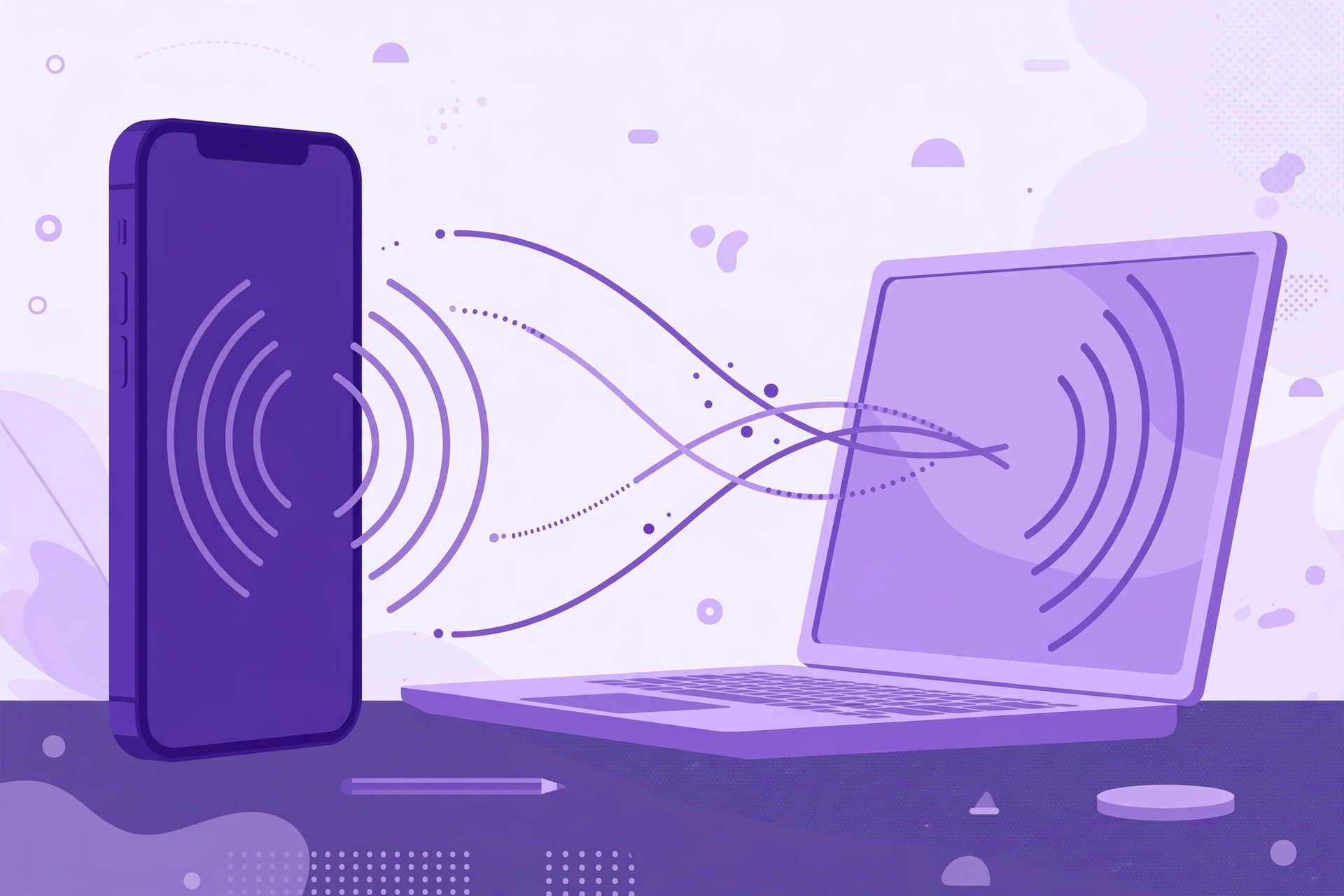 Illustration of sending a memo from iPhone to a laptop for how to transcribe voice memos iPhone on desktop