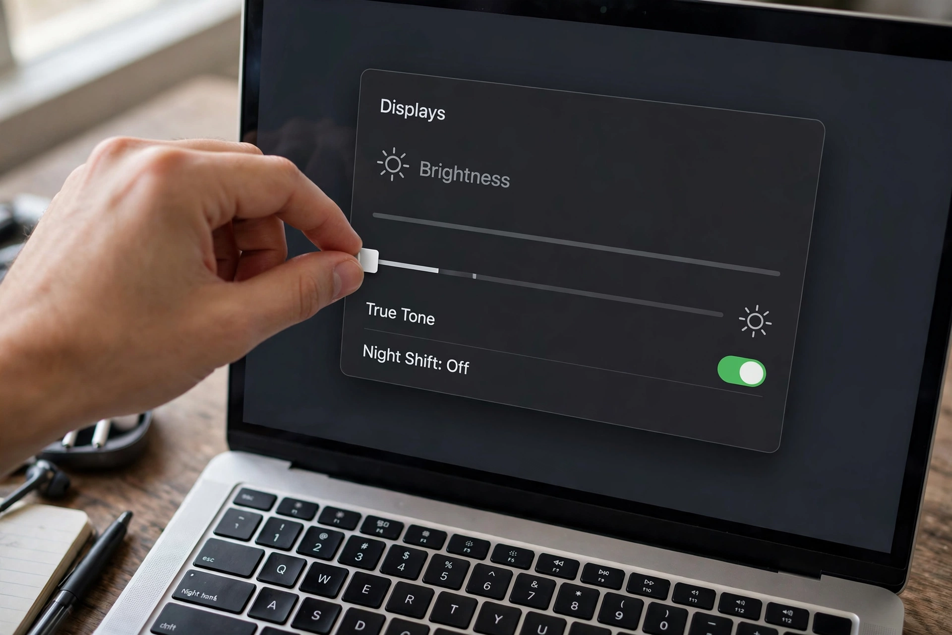 Lowering screen brightness to fix laptop battery drain after update