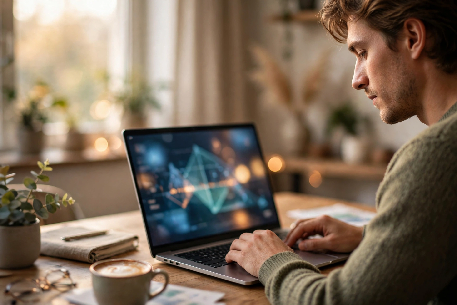 rtx spark laptops: a person using a premium RTX Spark laptop at a desk